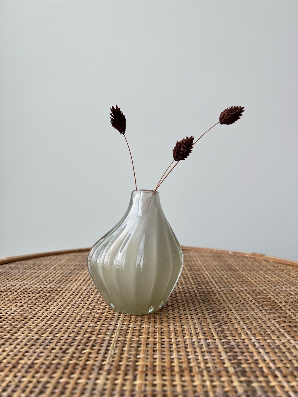 Neutral Blown Glass Vase Small Asymmetrical